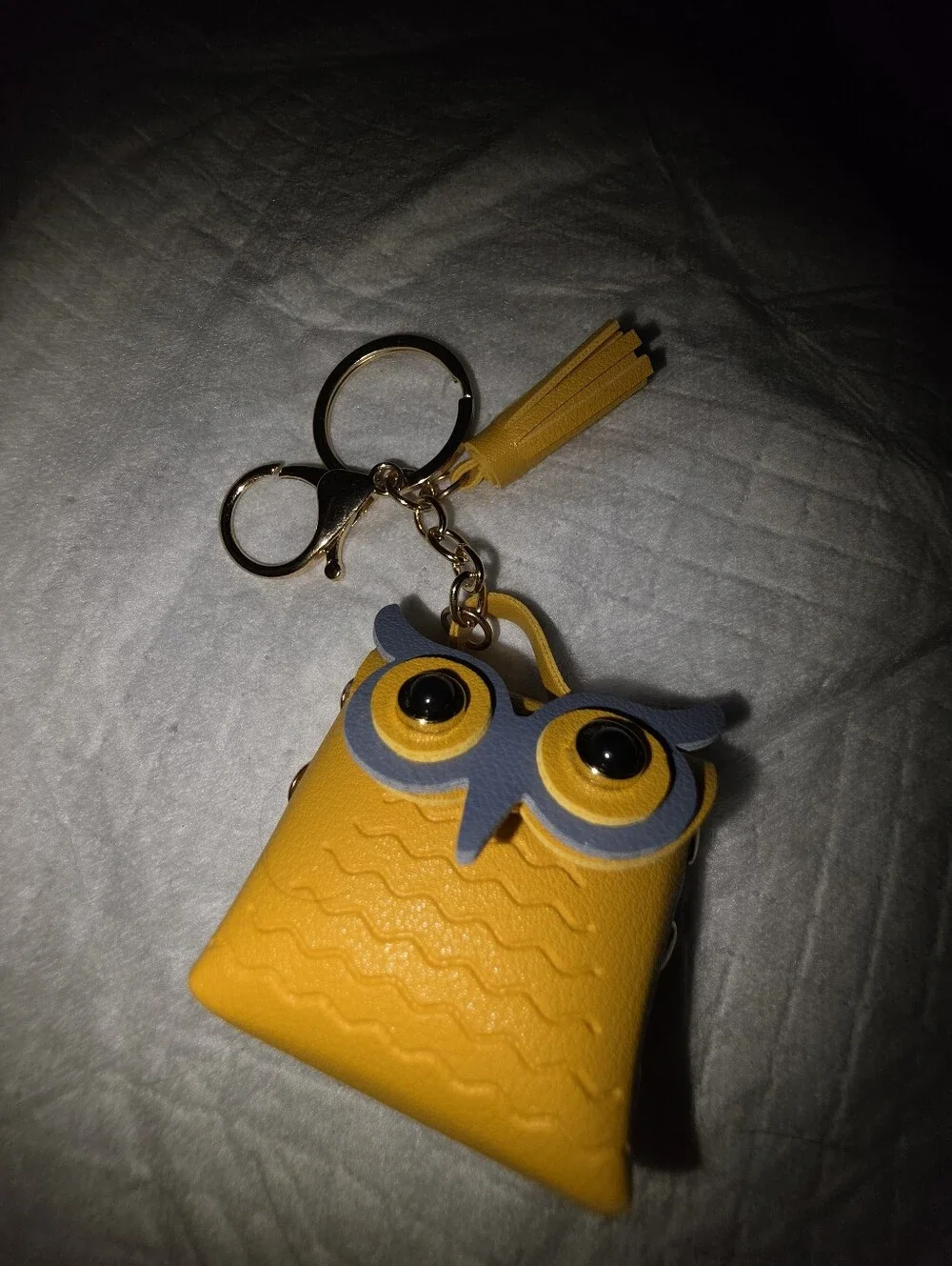 Yellow Owl Keychain Bag Charm with Tassel